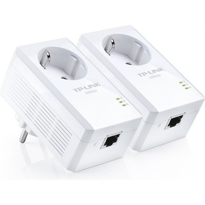 Комплект адаптеров TP-LINK POWERLINE AV200 со встроенной электророзеткой TL-PA2010PKIT